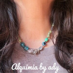 Alquimia Vibrant Green jade and Silver Necklace